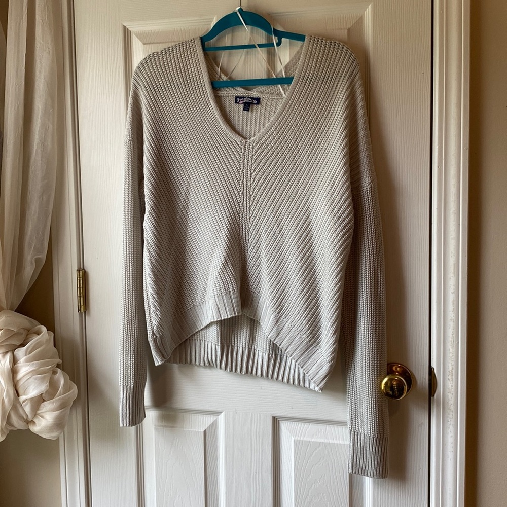 Gray cableknit sweater